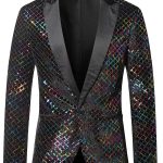 Rainbow Sequin Lapel Collar Slim Fit Blazer