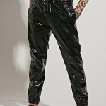 Shiny Coated Faux Leather Slim Fit Tapered Pants [Pre-Order]