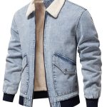 Casual Zipper Long Sleeve Thickened Denim Jacket