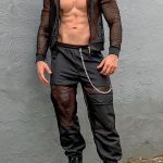 Gayparadise Fishnet See-Through Bomber Jacket Nylon Pants Set