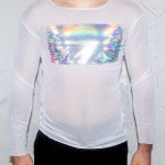 Glitter See Through Mesh Patchwork Long Sleeve Stretchy Top [Pre-Order]