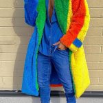 Gayparadise Rainbow Colorblock Faux Fur Turndown Collar Coat