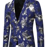 Floral Printing Button Lapel Collar Long Sleeve Vintage Blazer