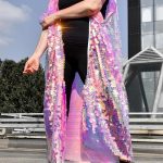 Gayparadise Iridescent Sequin Half Sleeves Festival Disco Loose Kimono