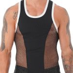 Casual Fishnet Patchwork See Through Colorblock Tank Top [Pre-Order]