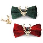 Gayparadise Christmas Metal Elk Head Velvet Bow Tie