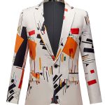 Graffiti Prints Lapel Collar Semi Formal Long Sleeve Blazer