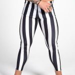 Black And White Striped Print Stretchy Leggings [Pre-Order]