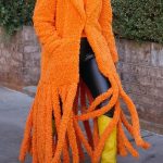 Gayparadise Faux Fur Fringe Trimmed Lapel Collar Orange Coat Outerwear