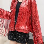 Gayparadise Unisex Sparkle Fringe Sequin Long Sleeve Red Jacket