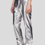 Gayparadise Unisex Metallic Loose Fit Silver Straight Leg Pants