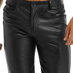 Pu Leather Pocket Slim Black Casual Shorts