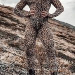 Gayparadise Leopard Print Mesh See-Through Mock Neck Jumpsuit