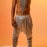 Gayparadise Twisted Silver Metallic Coated Elastic Waist Harem Pants