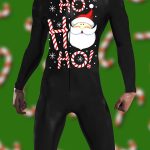 Christmas Santa Claus Print Long Sleeve Stretchy Bodycon Jumpsuit [Pre-Order]