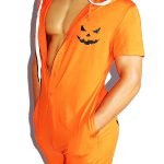 Pumpkin Ghost Print Hooded Halloween Costume Orange Romper