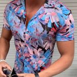 Men's Casual Floral All Over Print Short-Sleeved Shirt