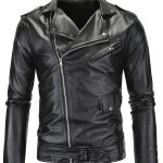 Casual PU Leather Asymmetric Zipper Slim Fit Jacket