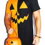 Colorblock Halloween Pumpkin Print Costume Tunic T-Shirt