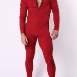 Gayparadise Casual Crew Neck Single-Breasted Long Sleeve Stretchy Onesie Jumpsuit